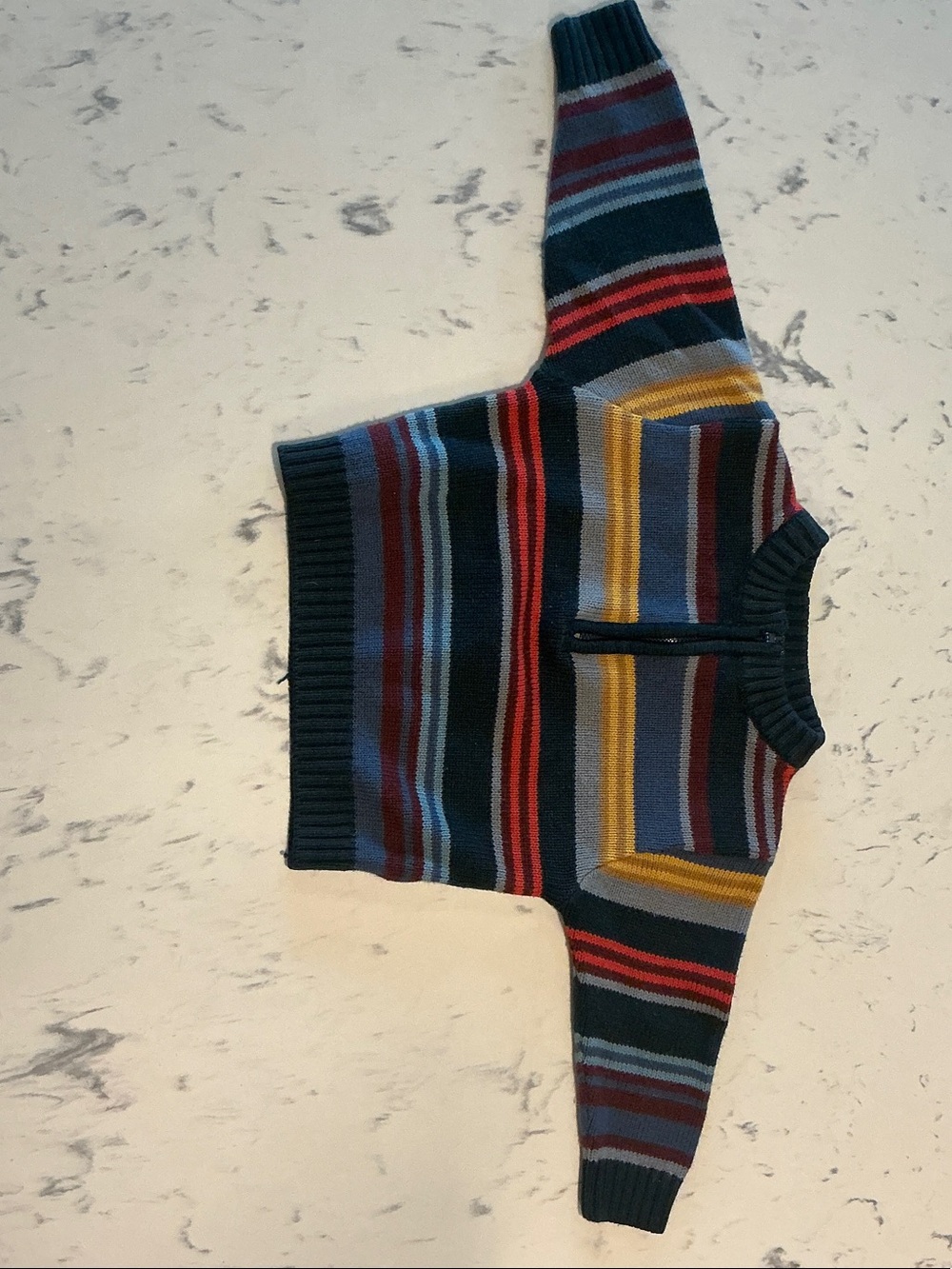 Kids Multicolor Striped Half-Zip Sweater